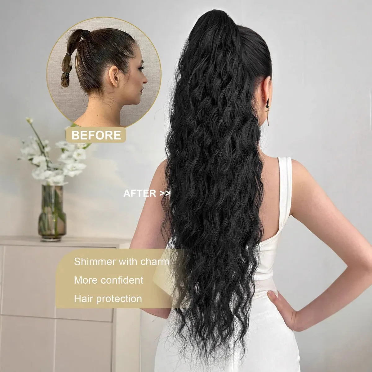 Synthetic Hair Ponytail with Claw Clip