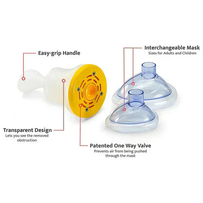 How the anti-choking device creates suction to remove airway blockage safely