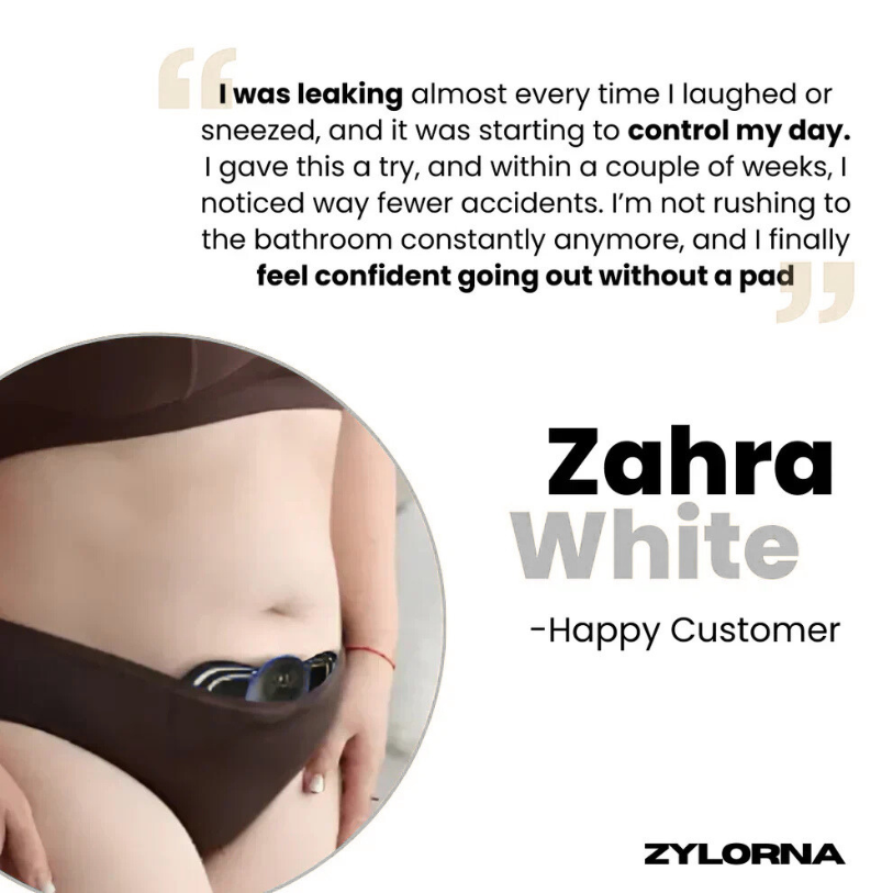 Discreet pelvic floor trainer worn under clothing for comfortable daily muscle training