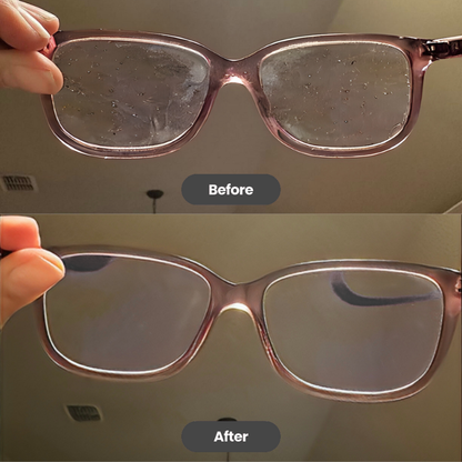 Eyeglasses before and after ultrasonic cleaning comparison