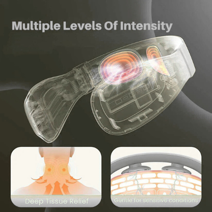 Neck massager showing multiple intensity levels for personalized relaxation
