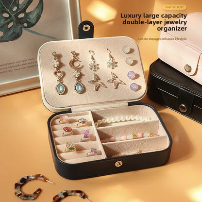 Portable Dual Layer Jewelry Storage Box