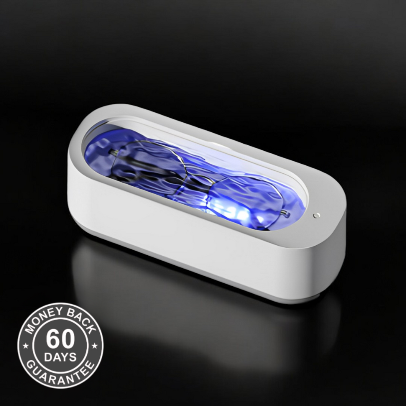 Ultrasonic cleaner with blue LED light for deep, hands-free cleaning