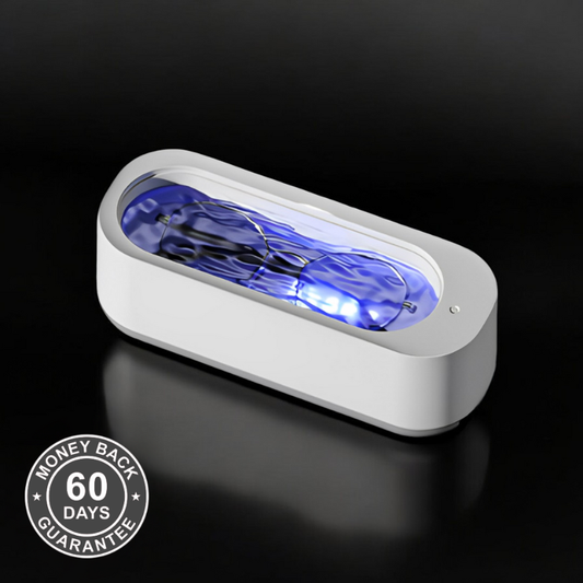 Ultrasonic cleaner with blue LED light for deep, hands-free cleaning