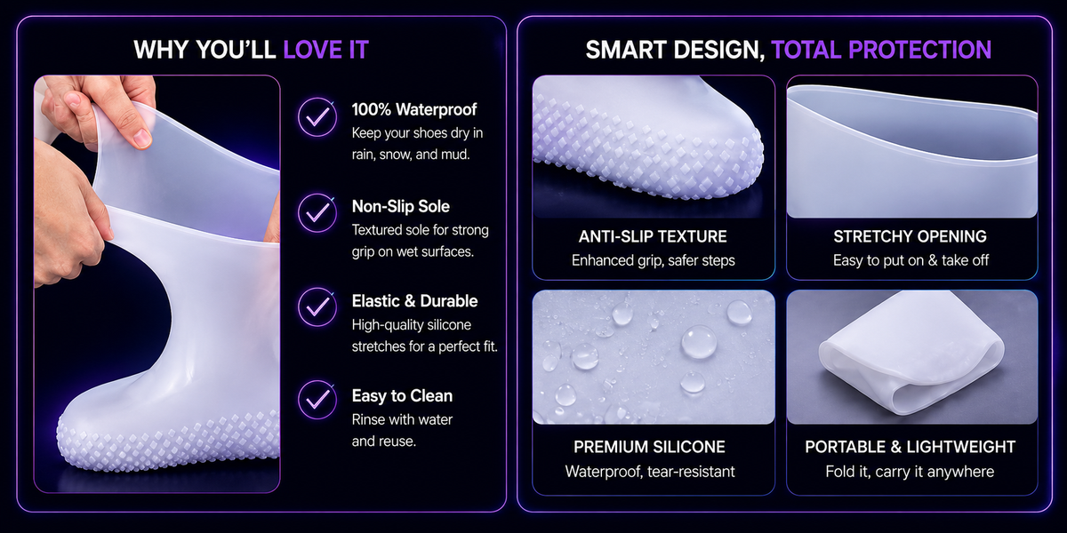 Grabora Waterproof Non-Slip PVC Shoe Covers - Product Details 2