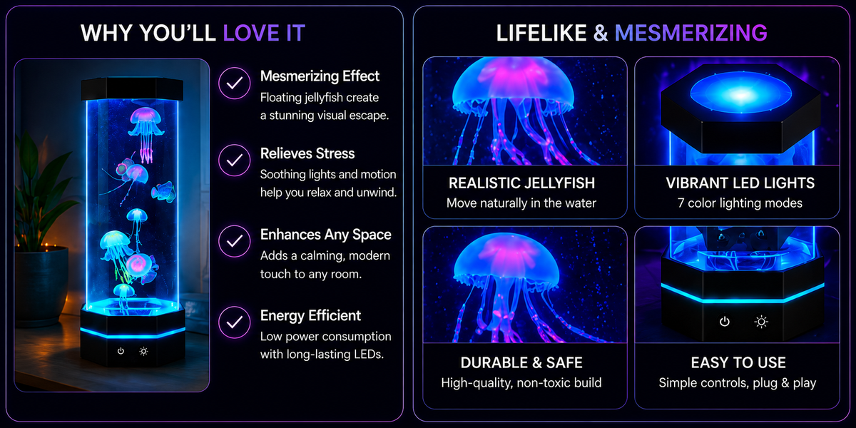 Grabora Remote Control Color Changing Jellyfish USB Night Light - Product Details 2