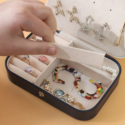 Portable Dual Layer Jewelry Storage Box