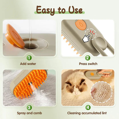 Grabora™ 3-in-1 Steamy Pet Brush